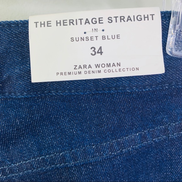 ZARA Heritage Straight Sunset Blue Denim Jeans 2 - Picture 12 of 14